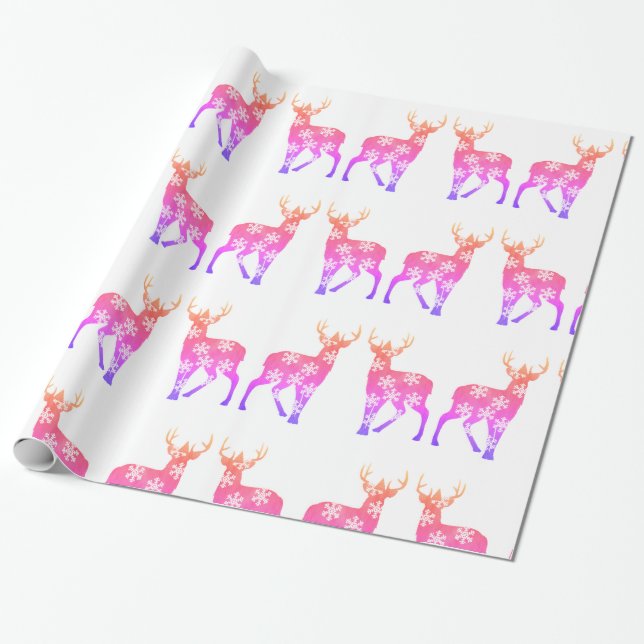 Deer Snowflakes Vacaciones de Invierno Papel envue (Desenrollado)