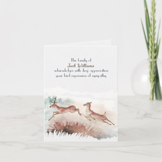 Deer Watercolor para Solidaridad Tarjeta de agrade (Anverso)
