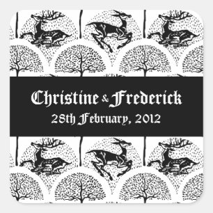 Deer y árboles medievales, pegatinas de recuerdos