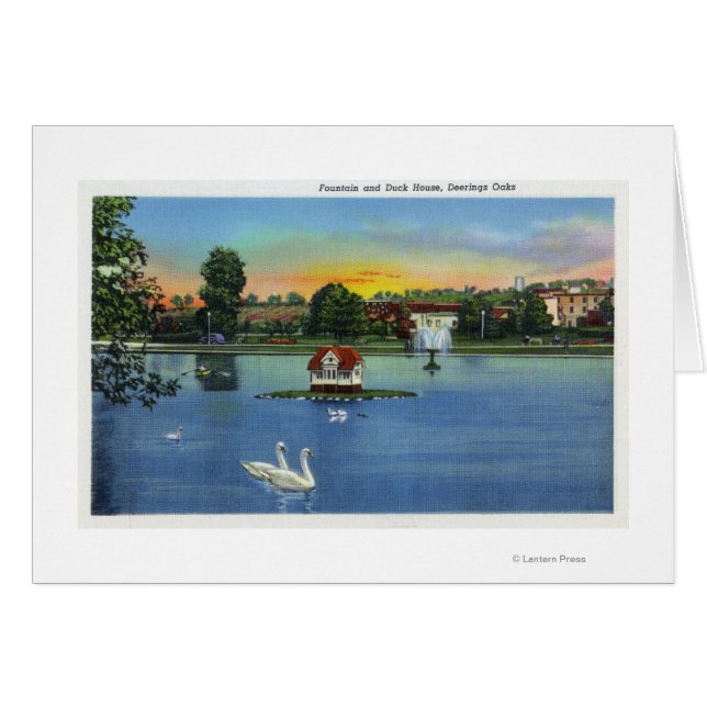 Deering Oaks Fountain y Duck House View (Anverso (Horizontal))