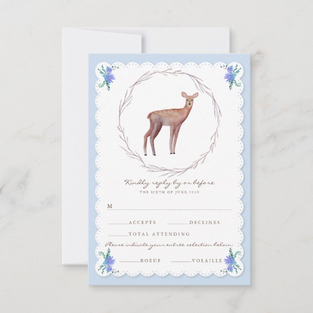 Deers in Love Woodland Winter Wedding RSVP (Anverso)