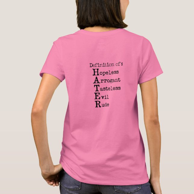 Definición de: camiseta de odio (Reverso)