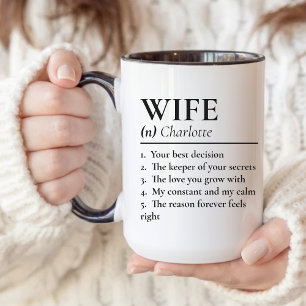 Definición de Esposa Taza Personalizada Regalo par