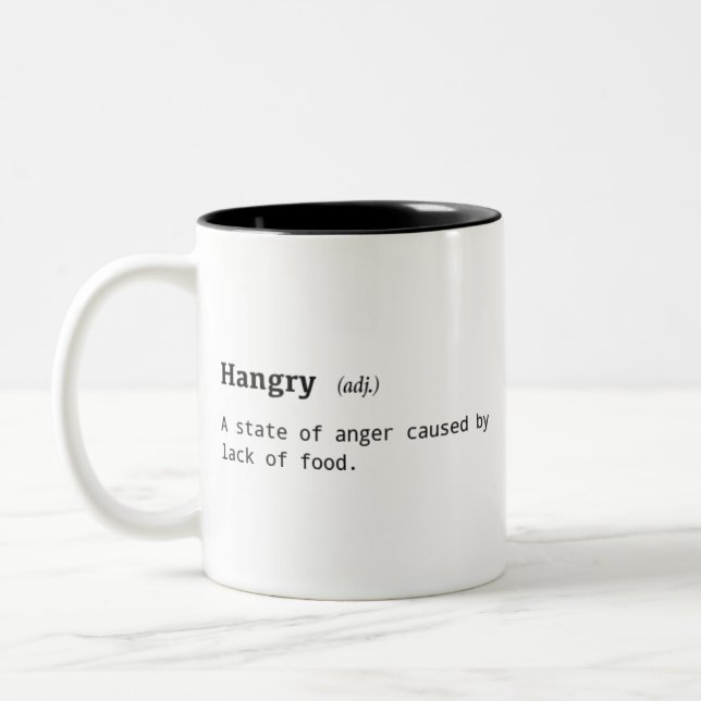 Definición divertida de la taza de café de Hangry (Izquierda)
