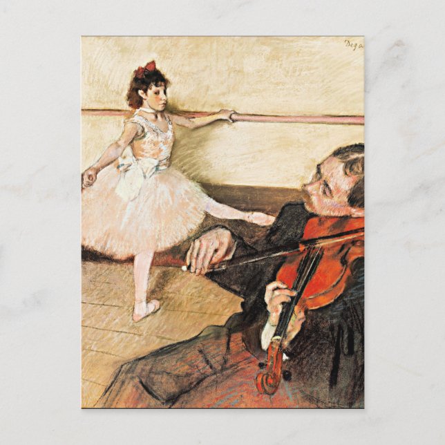 Degas - La lección de danza, famosa pintura postal (Anverso)
