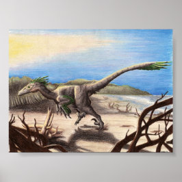 Deinonychus en la impresión en la playa