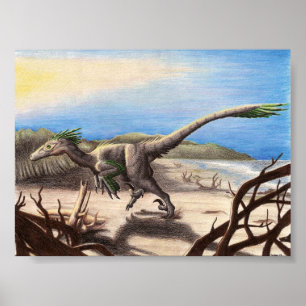 Deinonychus en la impresión en la playa
