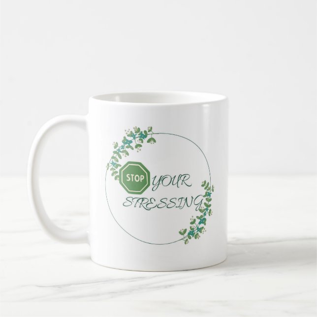 deja de estresarte, taza de café Inspirador verde (Izquierda)