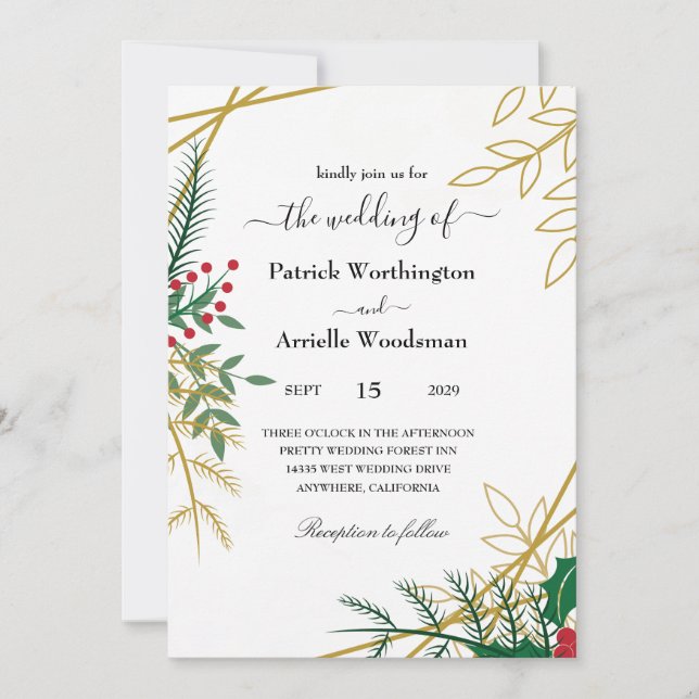 Deja invitaciones de boda a Navidades (Anverso)