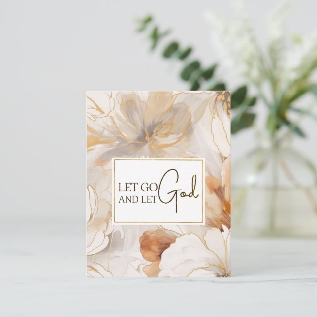 Deja ir y deja que Dios cristiano cite la tarjeta  (Anverso de pie)