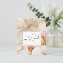 Deja ir y deja que Dios cristiano cite la tarjeta