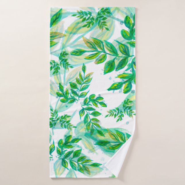 Deja la planta natural de patrón verde (Toalla de baño)