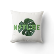 deja monstera en el almohada de tiro blanco