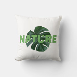 deja monstera en el almohada de tiro blanco