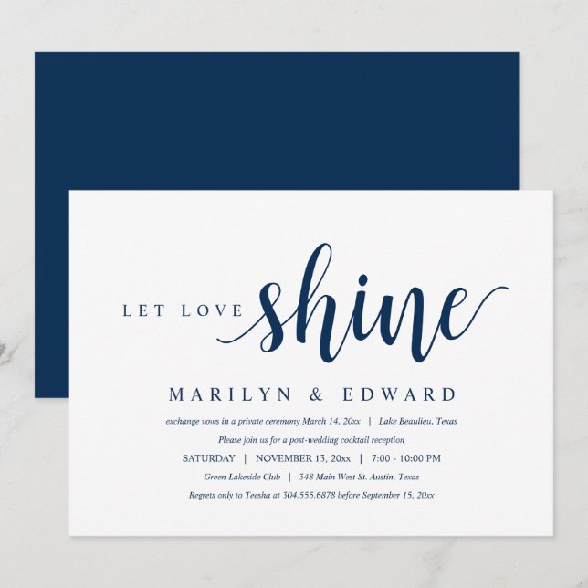 Deja que el amor brille, Invitación de Elopement d (Anverso / Reverso)