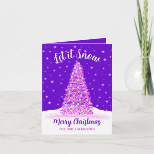 Deja que nieve árbol de Navidad púrpura