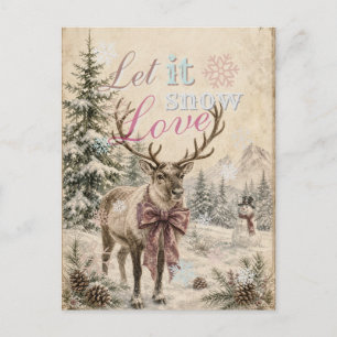 Deja que nieve estilo vintage reno Navidad