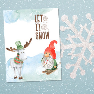 Deja que nieve Gnome de Navidad y Alce