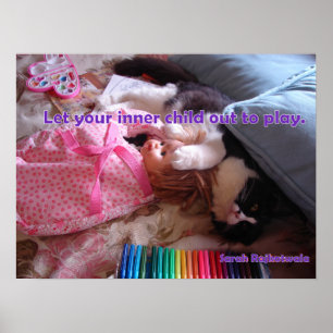 Deja que tu niño interior salga Póster de gatos ga