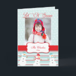 Dejáis le nevar tarjeta de felicitación de la foto<br><div class="desc">Envíe sus 2014 saludos del navidad a sus amigos y familia usando este caprichoso, tarjeta de felicitación del día de fiesta de la diversión. ¡Déjela nevar! Los muñecos de nieve lindos y el anuncio suave del diseño del copo de nieve un tacto de banal a su tarjeta de felicitación completamente...</div>