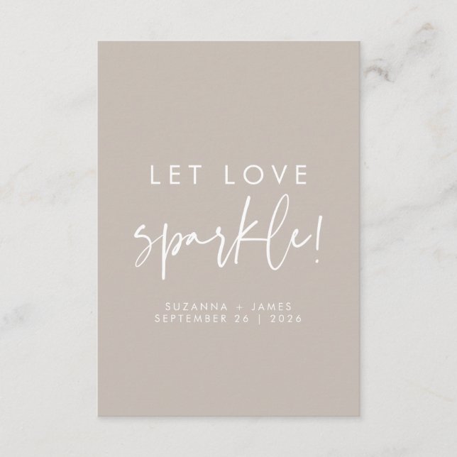 Dejar amar a Sparkle Taupe Boda Sparkler Etiqueta (Anverso)