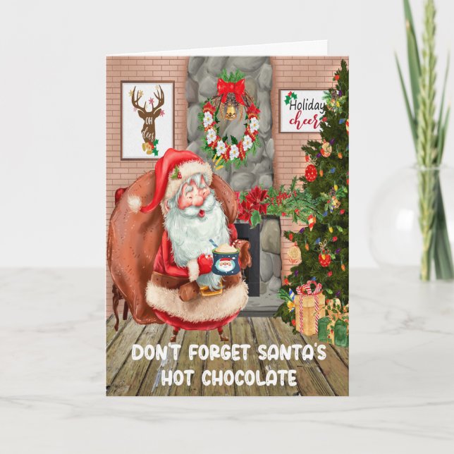 Dejar Chocolate caliente para tarjeta de Santa Kid (Anverso)