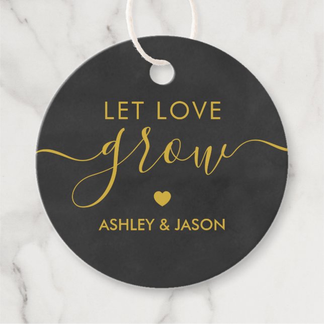 Dejar crecer el amor, etiqueta de regalo Boda, oro (Anverso)