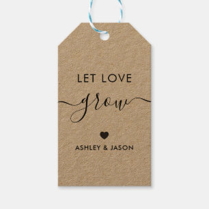 Dejar crecer el amor, plantar etiqueta de regalo, 