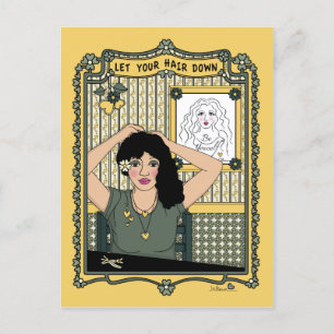 Dejar que el pelo caiga_C_ postal