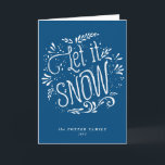 Dejar Que La Nieve | Tarjeta azul de vacaciones pa<br><div class="desc">Extraordinaria tarjeta de vacaciones con caligrafía blanca moderna. Para este diseño hay disponible una foto (plana y plegada). Esta tarjeta de personalizable es parte de una colección de vacaciones "Let It Snow" - hay artículos a juego disponibles.</div>