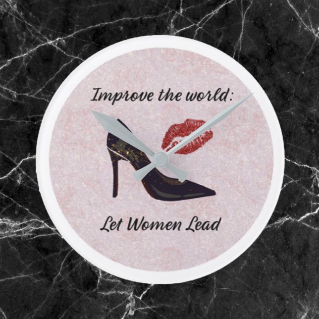 Dejar que las mujeres lideren el reloj de pared ac (Bookmark my store! https://www.zazzle.com/store/capricepetit)