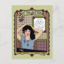 Dejar que tu pelo caiga en la postal