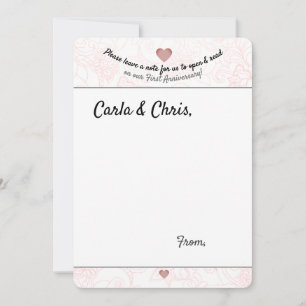 Deje una nota para la tarjeta del aniversario de