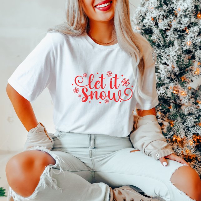 Dejemos que nieva camiseta de Navidades femeninas (Subido por el creador)