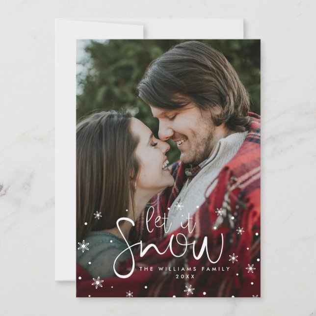 Dejemos que nieva tarjetas de Navidades fotográfic (Anverso)