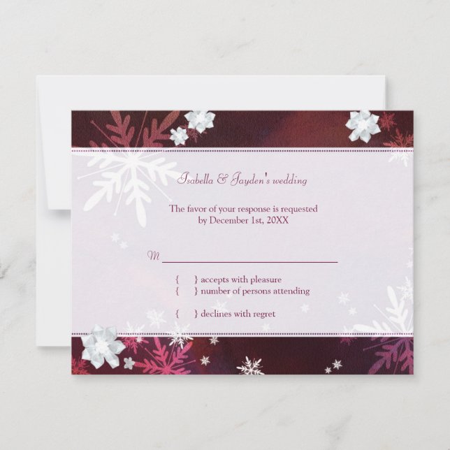 Dejemos que nieve elegante Boda de invierno RSVP (Anverso)