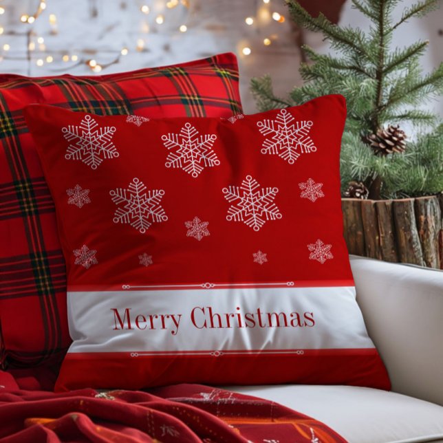 Dejen que la nieve sea la almohada de vacaciones,  (Red Let it Snow Holiday Throw Pillow)