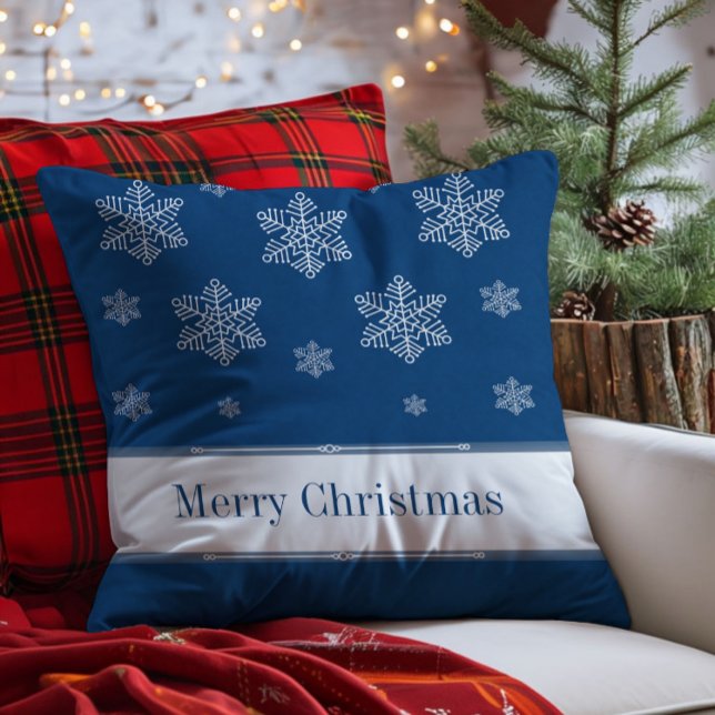 Dejen que la nieve sea la almohada de vacaciones,  (Blue Let it Snow Holiday Throw Pillow)