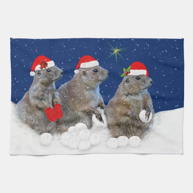 Dejen que nieve Navidades Cocina toalla (Horizontal)
