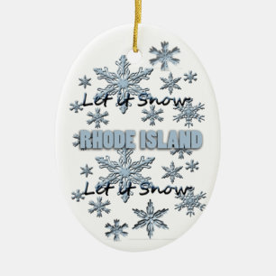 Dejen que nieve Rhode Island Ornamento de Navidad
