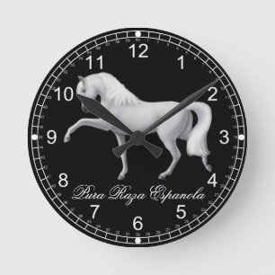 Del andaluz reloj de pared blanco del caballo PRE