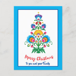 🎄 del árbol de Navidad folklore azul tarjeta post