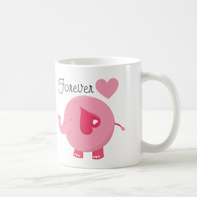 Del elefante taza de encargo rosada para siempre (Derecha)