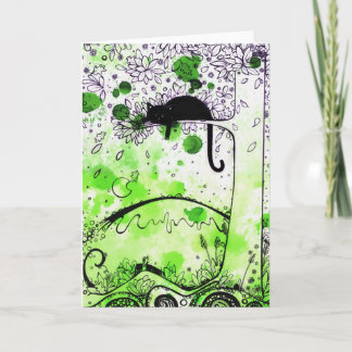 Del gato tarjeta de felicitación en alto -