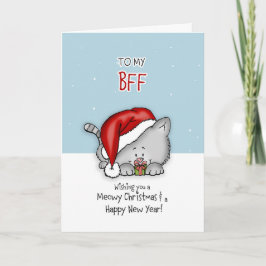Del mejor amigo tarjeta de Navidad del gato para