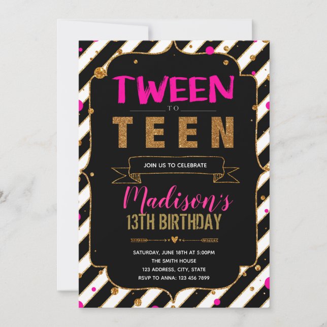Del tween a la invitación adolescente del tema (Anverso)