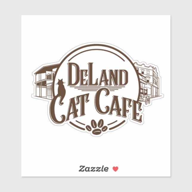 DeLand Cat Cafe LOGO gran pegatina (Hoja)