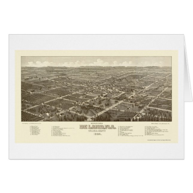 DeLand, mapa panorámico de FL - 1884 (Anverso (Horizontal))