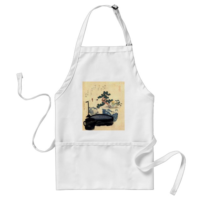 Delantal 栽 盆, 北 斎 Bonsai, Hokusai, Ukiyo-e (Frente)