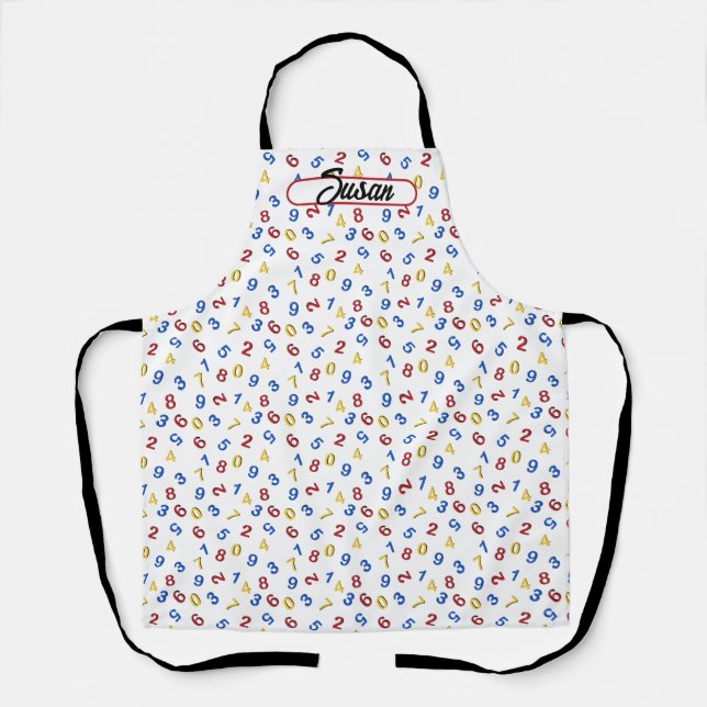 Delantal 123 Números Rojo Amarillo Azul (Anverso)